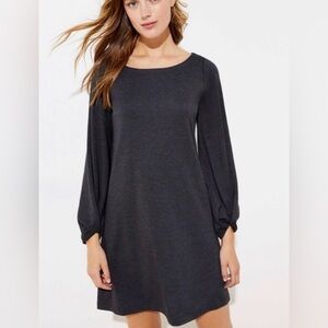 LOFT Charcoal Balloon Sleeve Dress
